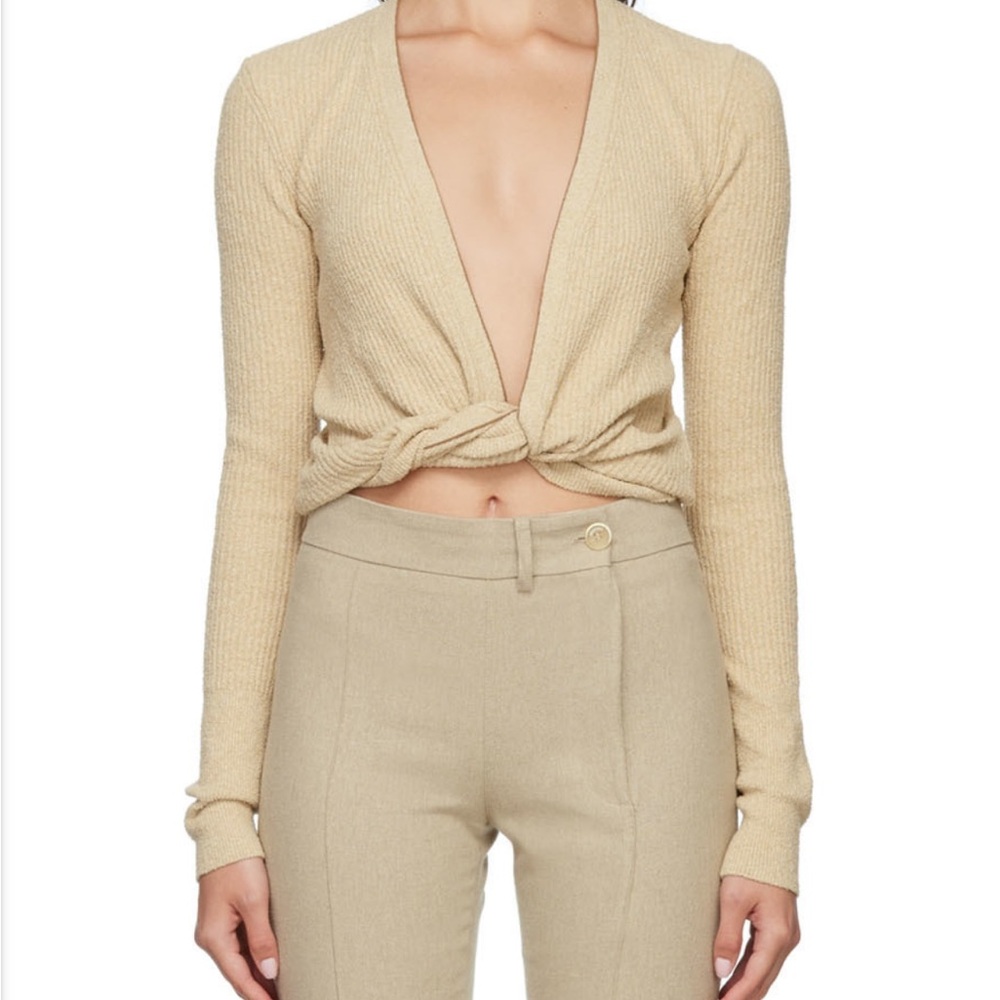 JACQUEMUS 'Le Gilet Noué' Ribbed Knit Sweater Size 40